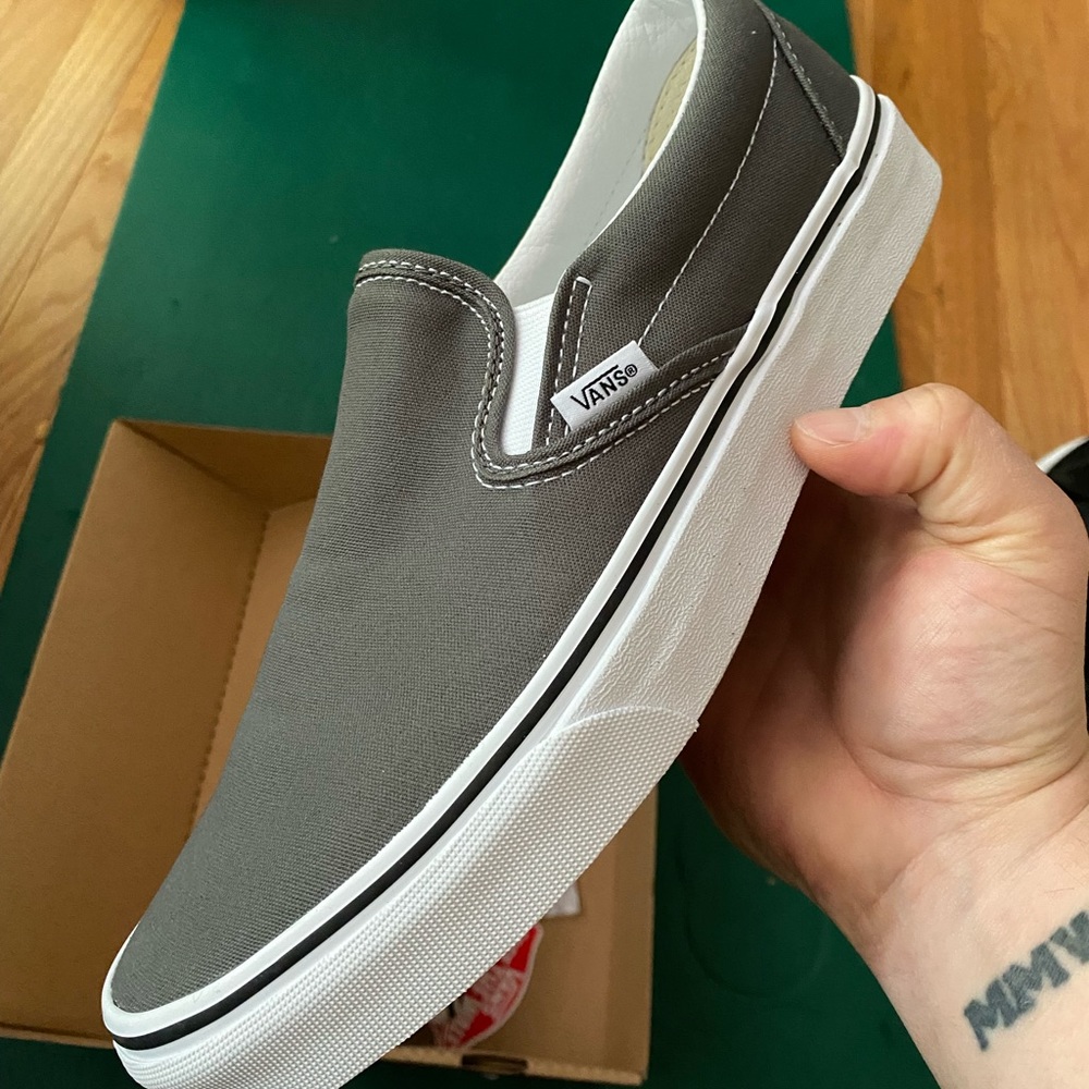 Vans charcoal slip-ons